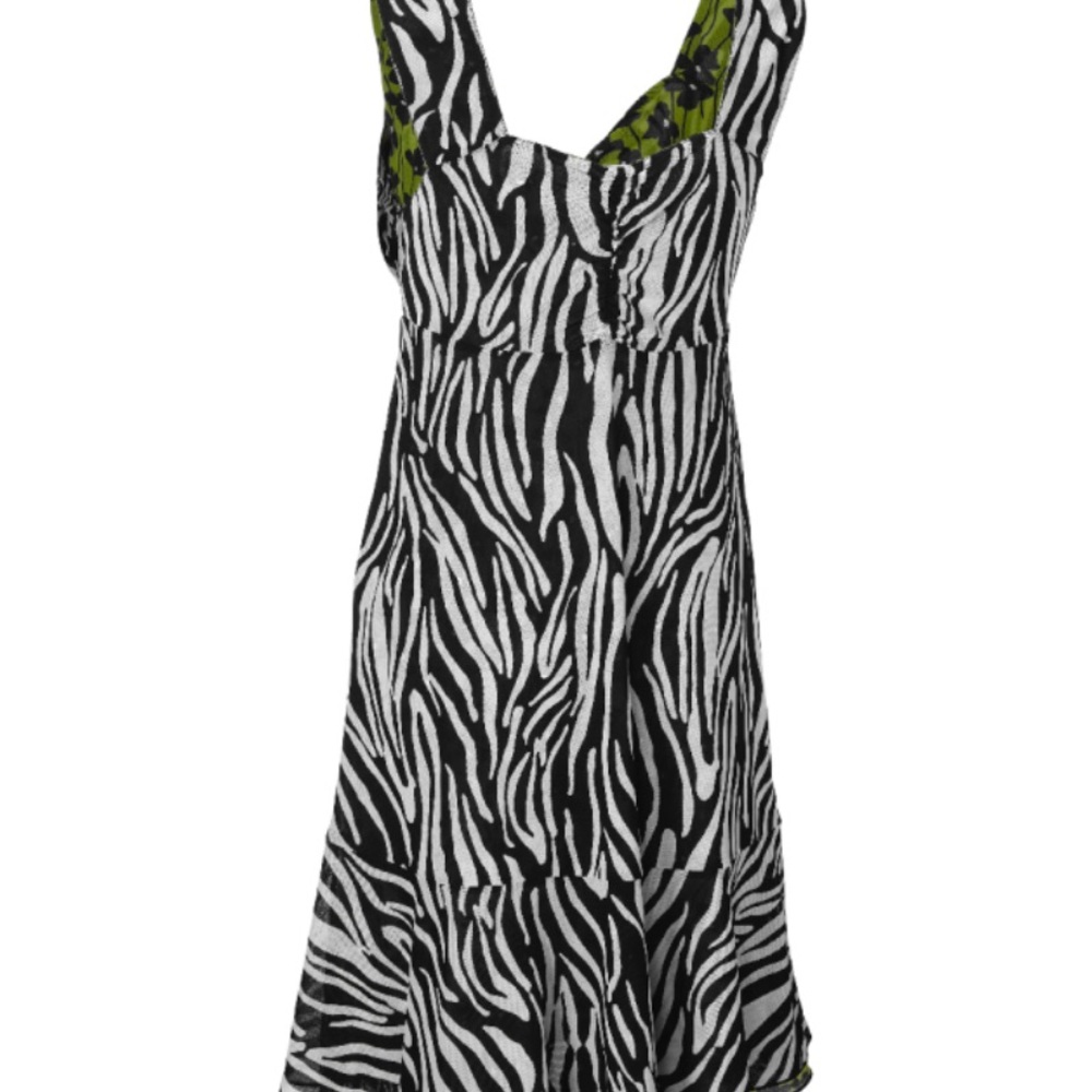 CAbi reversible Dress Black & White Zebra on one side. green on other side. - Picture 7 of 9